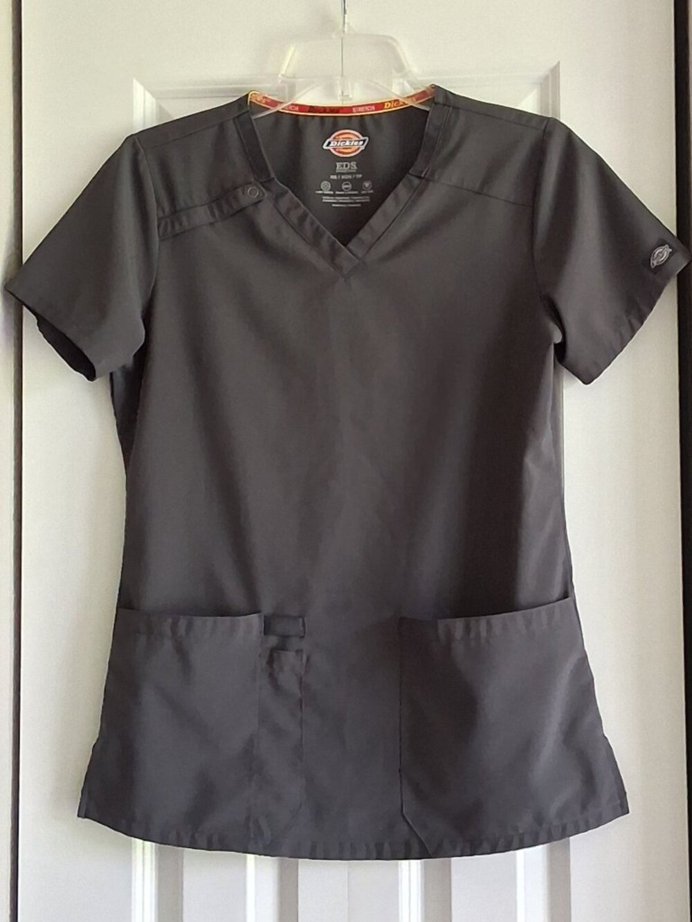 Dickies EDS Essentials Gray Medical Short Sleeve Scrub Top Women's Size XS